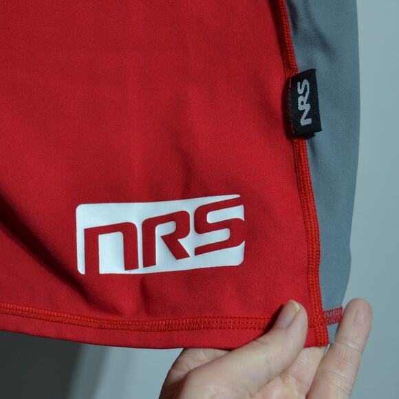NRS Men's HydroSilk Rash Guard Shirt Size Large Red and Gray - Picture 3 of 5